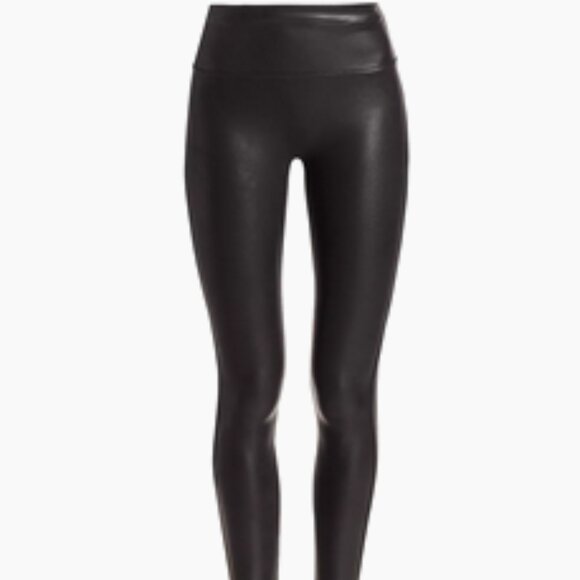 SPANX black faux leather leggings sz XL - Picture 3 of 13